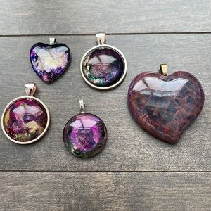 Necklace Pendant Charms, Handmade Jewellery Bundle, Purple Love